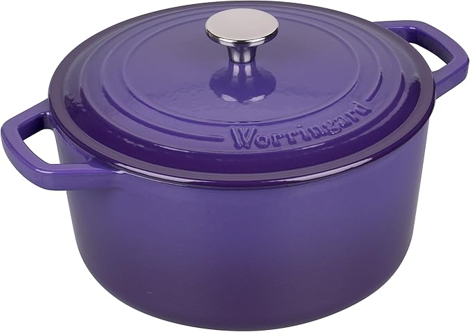 VORRINGARD Enameled Cast Iron Dutch Oven Pot with Lid, for Bread Baking, Round Bread Oven- include Sourdough Bread Baking Supplies Set, 4.5QT, Purple