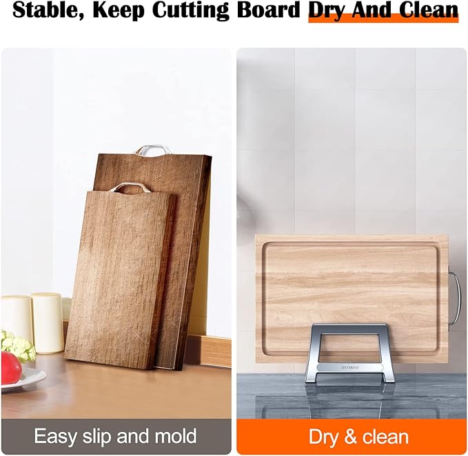 Cutting Board Rack, Auto Width Adjustable Holder Stand for Countertop & Cabinet (Gray)