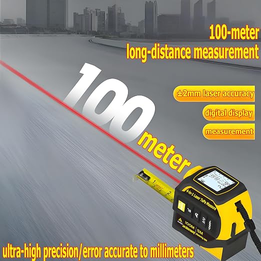 tape measure 4-in-1 laser Digital Measuring Tape & 60m/197ft Laser Distance Meter & with 16ft/5m & Crosshair markings & Dual-axis electronic level,Display On Backlit LCD Screen