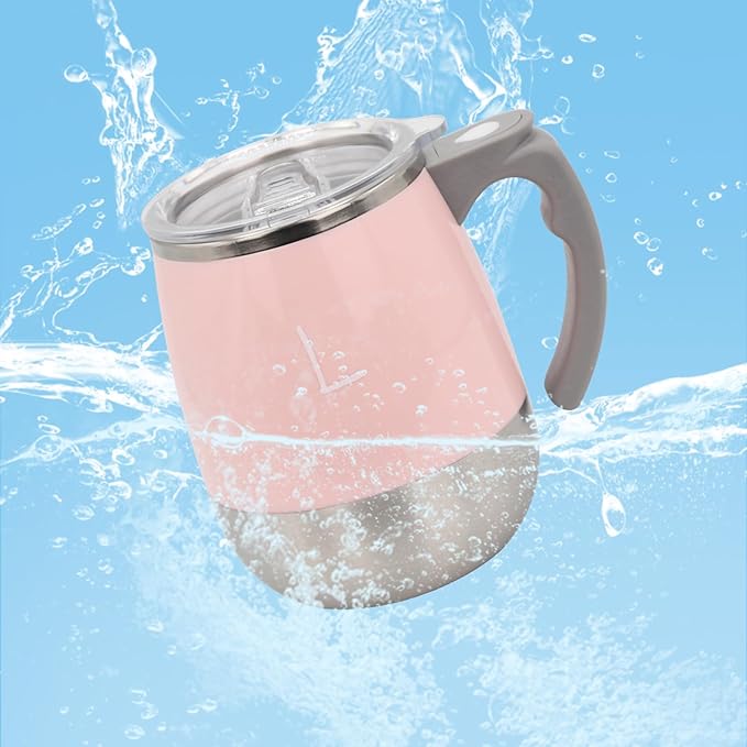 Rechargeable Self Stirring Mug - Magnetic Electric Auto Mixing Stainless Steel Cup for Office/Kitchen/Travel/Home Coffee/Tea/Hot Chocolate/Milk-390 ml/13.2 oz(Pink)