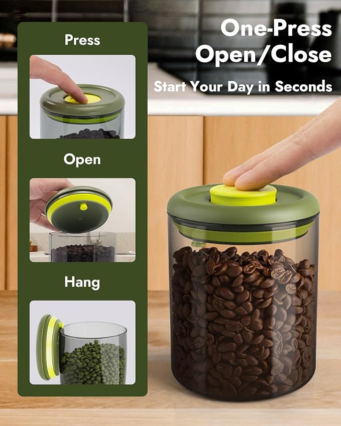 Airtight Coffee Canister – One-Way CO₂ Valve, UV Protection, 3X Thicker Glass, Coffee Bean Storage Container for Ground Coffee & Tea, 40.6 fl oz, for 1 lb Beans