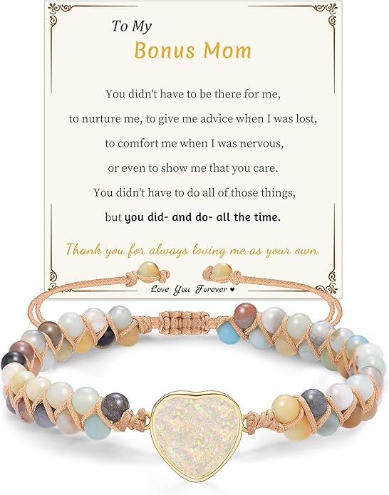Mothers Day Gifts for Daughter Granddaughter, To My Mom Grandma Wife Girlfriend Sister Jasper Heart Bracelets Birthday Anniversary Christmas Stocking Stuffers Valentines Day Jewelry