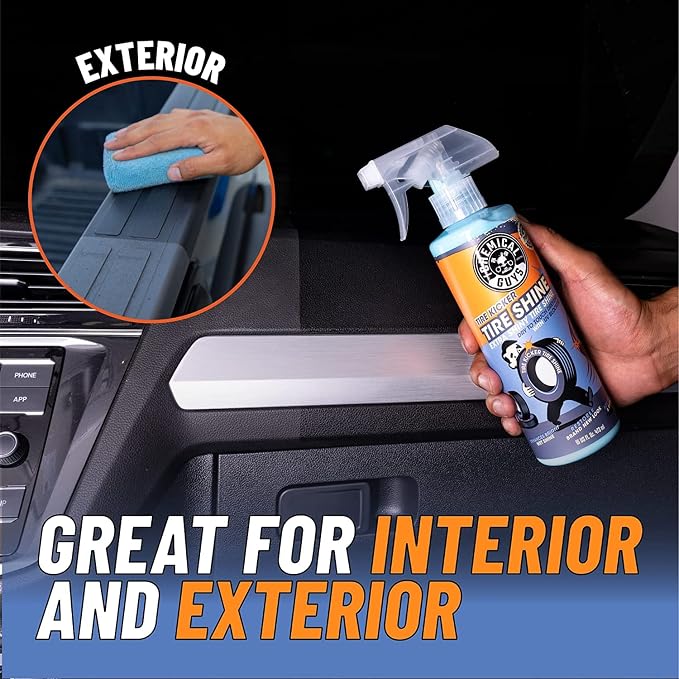Chemical Guys Tire Kicker Sprayable Extra Glossy Tire Shine Spray, Dry-to-Touch Dressing - Restores Wet Look to Rubber, Vinyl, and Plastic, Safe for Cars, Trucks, Motorcycles, RVs, and More - 16 oz