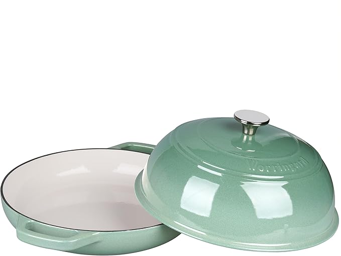 VORRINGARD Enameled Cast Iron Dutch Oven Pot with Lid, Bread Oven for Sourdough Bread Baking, Dutch Ovens with Bread Proofing Basket& Baking Supplies Set, 6 Quart, Sage Green