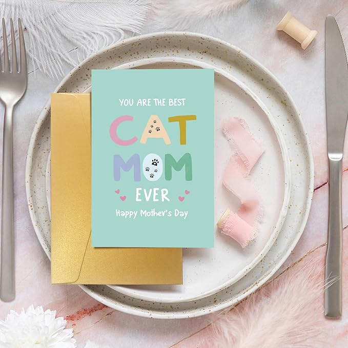 Spercy Funny Mothers Day Card for Cat Mom, Humorous Mothers Day Card for Cat Lovers, You Are the Best Cat Mom Ever