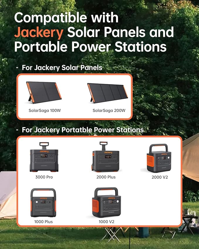 Solar Panel Connectors for Jackery Explorer Portable Power Station 3000 Pro / 2000 Plus/ 2000 V2/ 1000 Plus/ 1000 V2 and Solar Panel SolarSaga 200W/100W, for 2 or 3 Solar Panels Connection