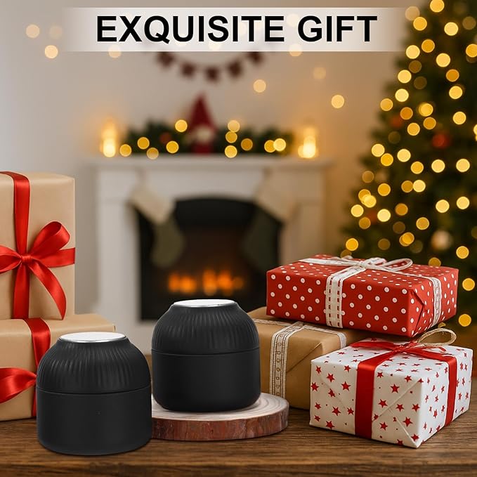 20 Pcs Mini Tea Tin Canister with Airtight Double Lids 2.5 oz Bulk Small Round Metal Tinplate Tea Tin Can Tiny Kitchen Containers for Loose Teas Spices Coffee Herb Sugar Candy (Black)