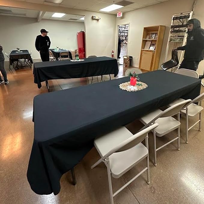 10 Pack Black Table Cloth Rectangle Table Cloths for 8 Foot Rectangle Tables 60 X 126 Inch Washable Polyester Table Covers, Reusable & Wrinkle Resistant for Weddings, Parties, Events, and Everyday Use