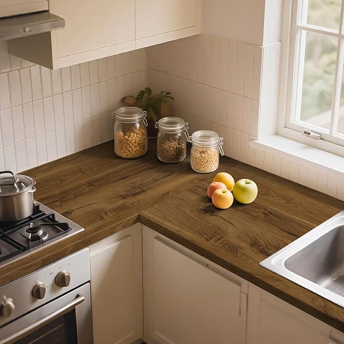 COSNIGHT Wood Contact Paper Peel and Stick - Brown Self Adhesive Vinyl Wrap Wooden Grain Waterproof Wallpaper - 15.7''x118'' Removable Nature Wall Paper for Cabinet Countertop Kitchen