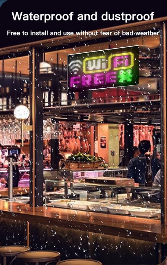 Flexible LED Display Screen, IP65 Waterproof PU+FPCB Material, Remote & App Control, for Indoor Advertising, Shop Window, Car Dealership Decoration (13 x 7.9in)
