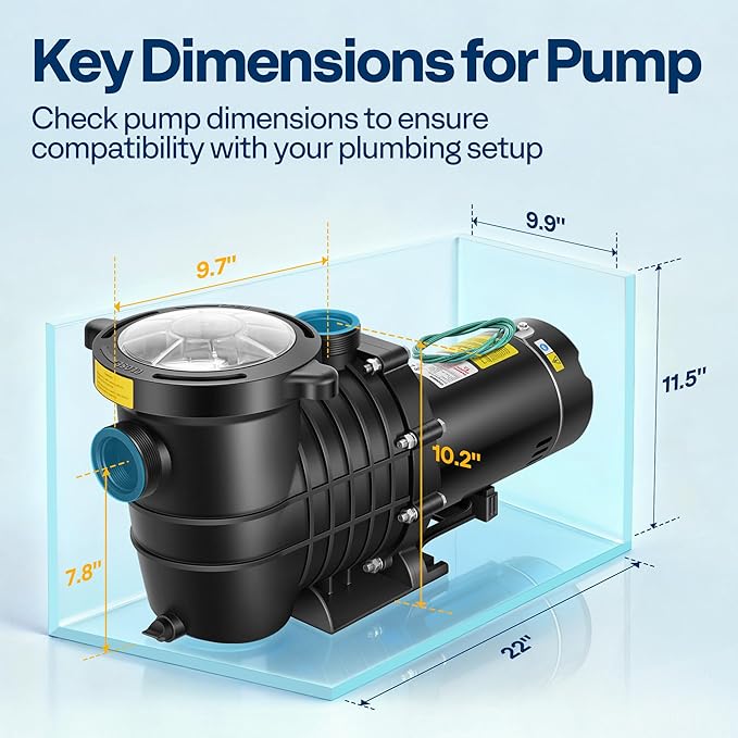 VIVOHOME 1.5 HP 6500 GPH Powerful Copper Motor Dual Voltage Self Primming in/Above Ground Swimming Pool Pump w1.25'' & 1.5" & 2.0'' Unions Energy Saving w/Strainer Basket