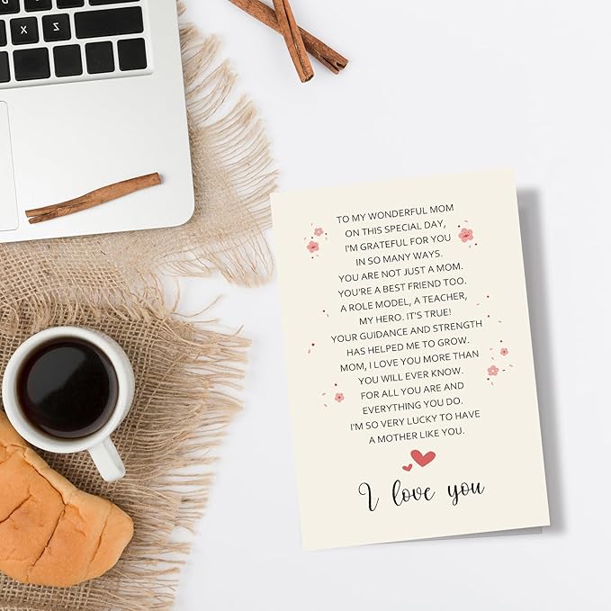 Spercy Poem Mothers Day Card, Heartfelt Mothers Day Card for Mom, Poem Birthday Card for Mom from Children, Happy Mothers Day Card Gift for Mom, Love You Mom Card