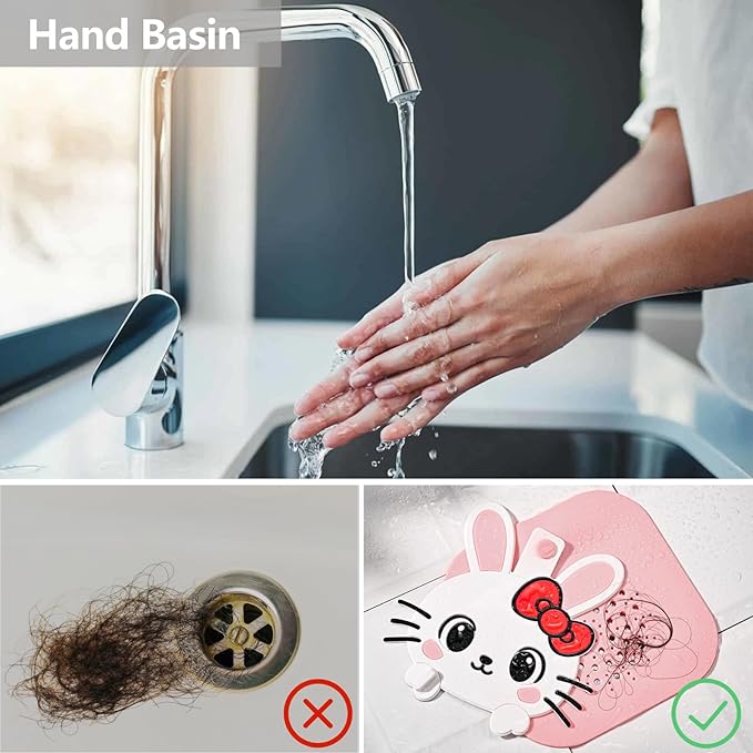 2-in-1 Shower Drain Hair Catcher & Bathtub Drain Cover, Odor-Proof Silicone Hair Stopper for Bathroom, Tub, Sink, Kitchen, Laundry - Prevents Clogs and Unpleasant Smells (1, Pink)
