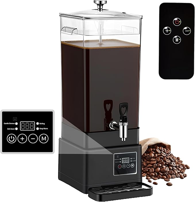 Commercial Coffee Urn Hot Beverage Dispenser Coffee Maker, Food-grade Plastic 14 L 90 Cups, Hot Chocolate Machine, Electric Percolator for Catering Hot Water for Hot Cocoa, Drink, Tea, Juice