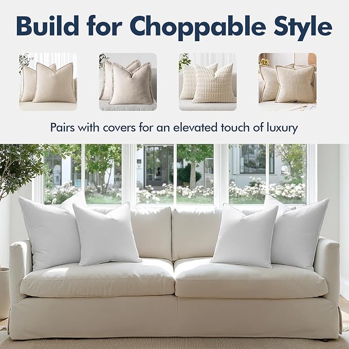 MIULEE 24x24 Euro Pillow Inserts, Pack of 2 Down Feather Premium Throw Pillows with Cotton Fabric for Bed Couch Living Room Sofa