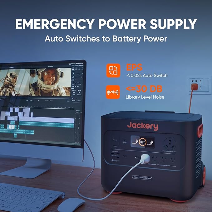 Jackery Explorer 2000 Plus + Manual Transfer Switch, LiFePO4 Battery Home Backup System, up to 12kWh Portable Power Station with Add-on Battery Packs, Expandable for Home Backup