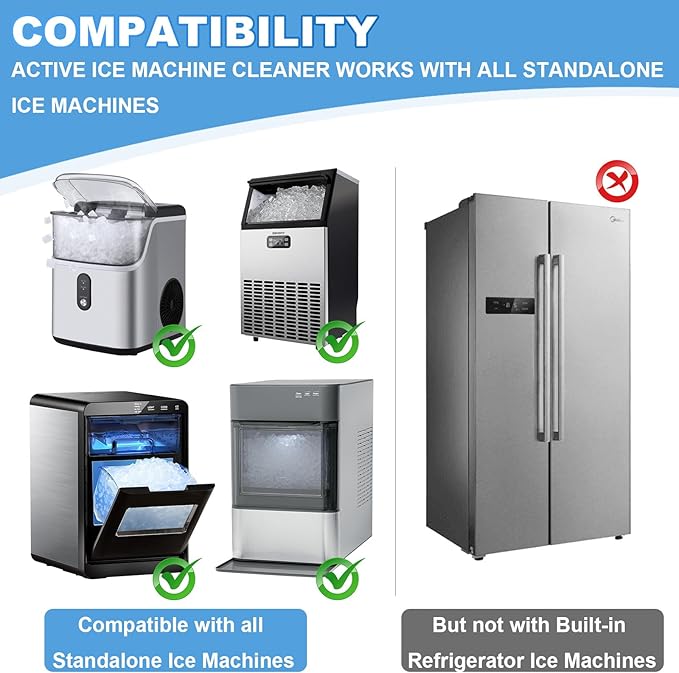 Ice Machine Cleaner and Descaler Tablets, 24/36 Clean Tablets Compatible with Frigidaire, Opal, GE Profile, Kitchenaid, Nickel Safe Scale Remover for Countertop/Ice Makers, Descaler & Odor Eliminator