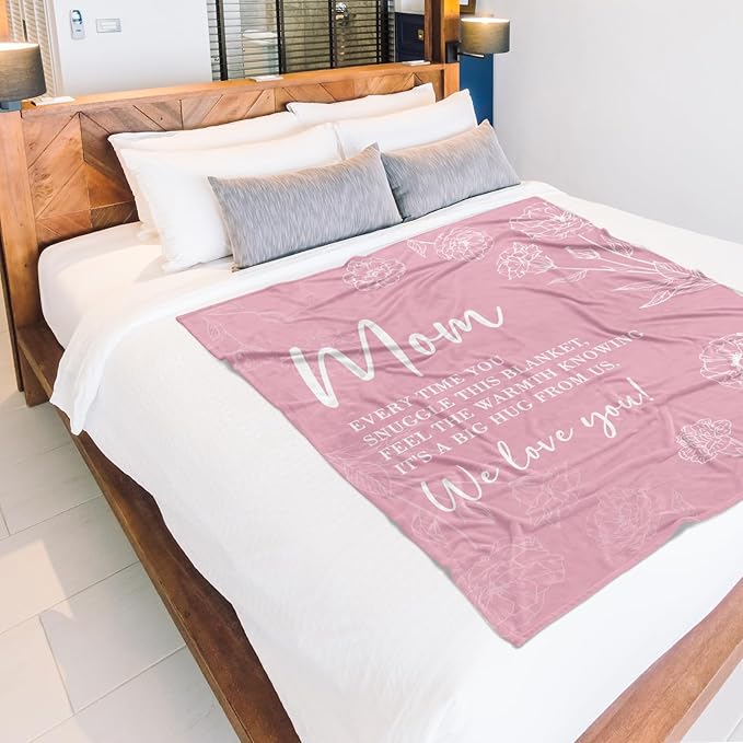 GiltGlimmer Gifts for Mom Mothers Day, Mom Birthday Gifts Blanket, Moms Gift for Women from Daughter Son, We Love You Present for Mother Mommy Christmas 60" x 50", Pink