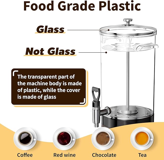 Commercial Coffee Urn Hot Beverage Dispenser Coffee Maker, Food-grade Plastic 26 L 170 Cups, Hot Chocolate Machine, Electric Percolator for Catering Hot Water for Hot Cocoa, Drink, Tea, Juice