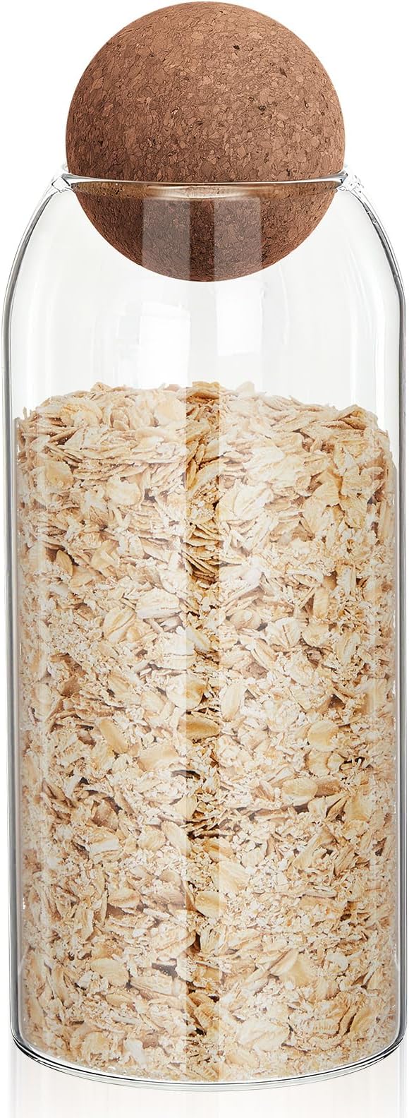 Suclain 1 Pcs Glass Jars with Cork Ball Lid Farmhouse Kitchen Canisters Coffee Bar Countertop Container Rustic Storage Jars for Bean Nut Sugar Coffee Tea Organizer Housewarming Gift (34 oz)