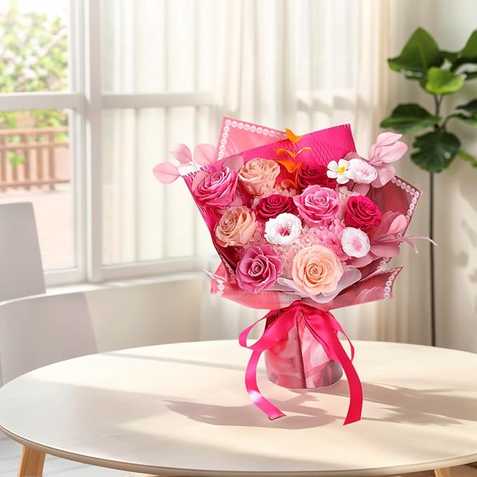 Lovenfold Flowers for Delivery Birthday Flowers Gift for Her,Preserved Flowers Bouquet 12 Roses Mixed Bouquet,Rose Gifts for Women Mom Grandma(Mixed 12 Pink-A Roses)