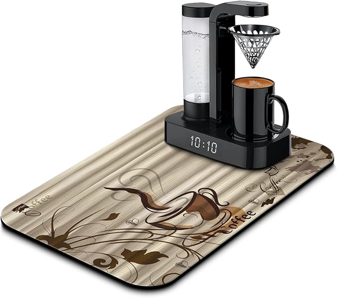 Fun Coffee Mat 19inx12in,Coffee Bar Mat for Countertops,Absorbent Hide Stain Anti-Slip Coffee Bar Accessories Fit Under Coffee Machine Mat,dish Drying Mats for Kitchen