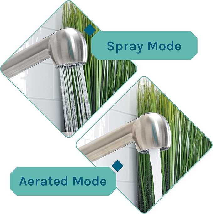JS Jackson Supplies Dual Handle Pull Out Faucet, Stainless Steel Finish, 4 Inch Center Set, Universal Utility Sink or Laundry Tub ABS Plastic Faucet with Spray Setting