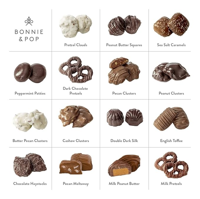 Chocolate Gift Basket, Candy Food Gifts Arrangement Platter, Gourmet Snack Box, Mothers Day Present Idea, Corporate, Employee Appreciation, Him & Her, Men Women Sympathy Family Parties & Get Well- Bonnie & Pop