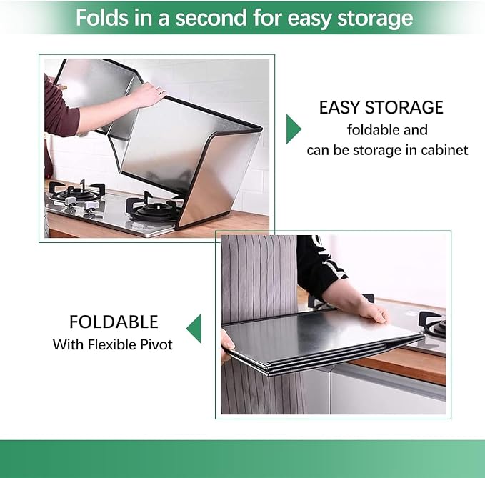 Multi-Sided Stove Splatter Guard for Cooking Kitchen Anti Shield Portable Folding Cooker Side Fat Oil Splash，Foldable Stainless Steel Splatter Guard - 4-Sided Frying Pan Protector for Mess-F