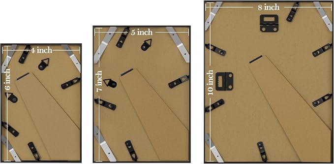 eletecpro Aluminum Gallery Wall Frame Set of 10 with Glass Cover, Black | Including 2Pcs 8x10, 4Pcs 5x7, 4Pcs 4x6 Photo Frames, Multiple Sizes Picture Frames Collage Wall Decor or Tabletop Display