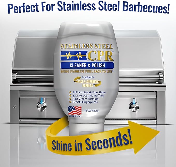 Stainless Steel CPR Kitchen Stainless Steel Cleaner and Polish for Appliances- Cleaner Removes Fingerprints, Water Marks and Grease. Refrigerator Cleaners, Stoves, & Dishwashers (18 Ounce (Pack of 2))