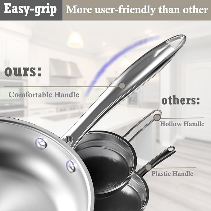 Stainless Steel Pots and Pans Set, 8 Piece Kitchen Induction Cookware Sets with Glass Lids, Works with Induction, Electric and Gas Cooktops, Non Toxic, Oven & Dishwasher Safe