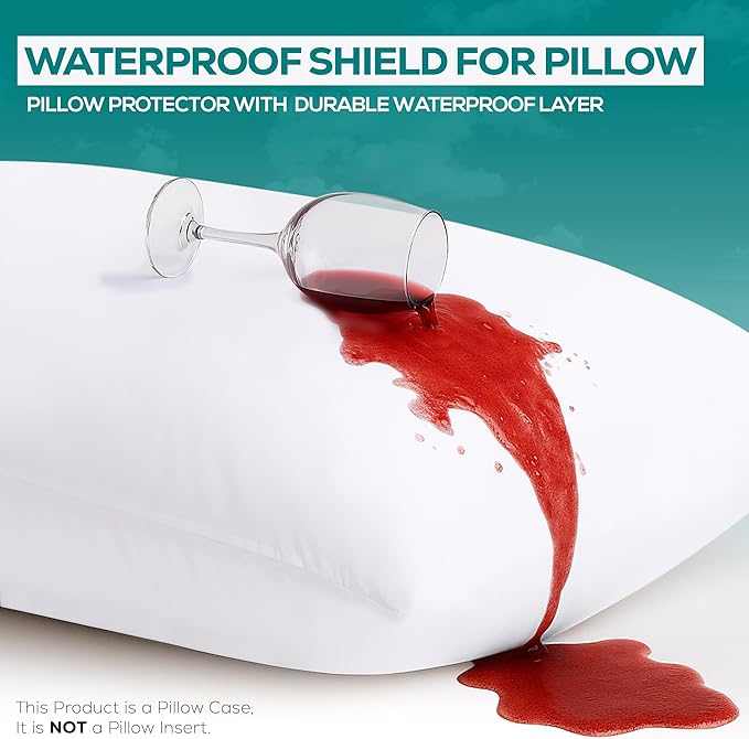 Set of 6 Pillow Protectors with Zipper Queen Size, Bed Bug and Dust Mite Proof Pillow Covers, Ultra Soft Pillow Encasements, Moisture Wicking and Waterproof Pillow Cases by Utopia Bedding (White)