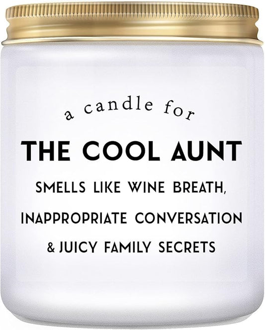 Cool Aunt Lavender Candle Gifts: Funny New Aunt Birthday Gifts from Niece Nephew Best Aunty Ever Christamas Day Gift 7oz
