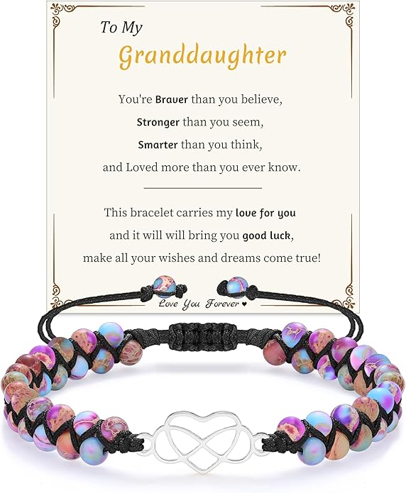 Mothers Day Gifts for Daughter Granddaughter, To My Mom Grandma Wife Girlfriend Sister Jasper Heart Bracelets Birthday Anniversary Christmas Stocking Stuffers Valentines Day Jewelry