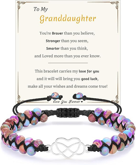 Mothers Day Gifts for Daughter Granddaughter, To My Mom Grandma Wife Girlfriend Sister Jasper Heart Bracelets Birthday Anniversary Christmas Stocking Stuffers Valentines Day Jewelry