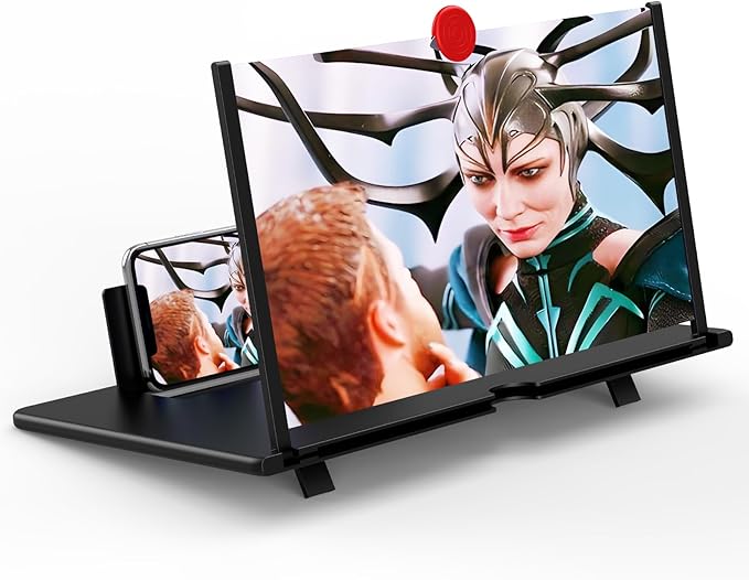 14" Screen Magnifier for Cell Phone,3D Magnifying Projector Screen Enlarger Expander for Movies, Videos, and Gaming, Foldable Phone Stand with Screen Amplifier, Gifts for Mom Dad