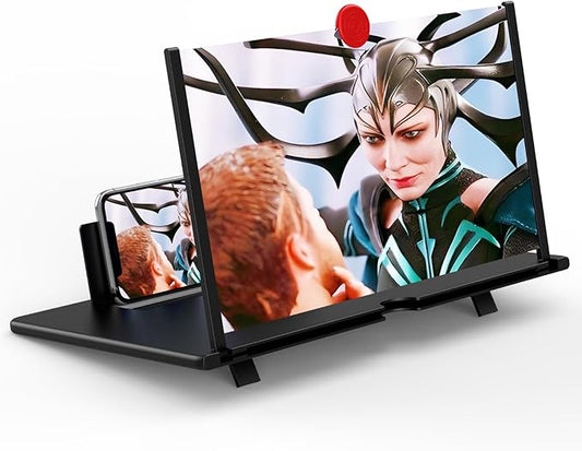 14" Screen Magnifier for Cell Phone,3D Magnifying Projector Screen Enlarger Expander for Movies, Videos, and Gaming, Foldable Phone Stand with Screen Amplifier, Gifts for Mom Dad
