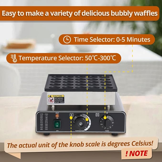 Mini Muffin Maker, 50 Hole Stainless Steel Electric Muffin Maker with 50-300°C Temperature and Time Control, Commercial Non-Stick Pancake Maker for Home and Restaurant Silver 850W 110V