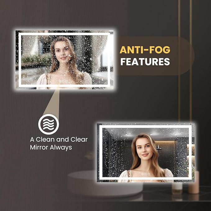 LOAAO 80"X40" LED Bathroom Mirror with Lights, Anti-Fog, Dimmable, Backlit + Front Lit, Lighted Bathroom Vanity Mirror for Wall, Memory Function, Tempered Glass, Safe to Use, ETL Listed