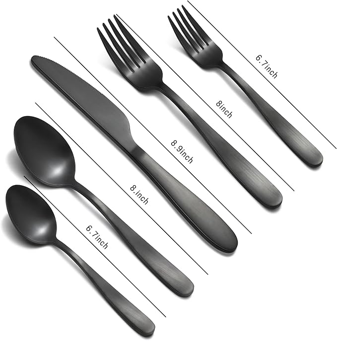Compralo Matte Black Silverware Set for 8, 40 Pieces Black Flatware Set, Stainless Steel Tableware Cutlery Set Include Fork Spoon Knife, Kitchen Utensil Sets for Home and Restaurant