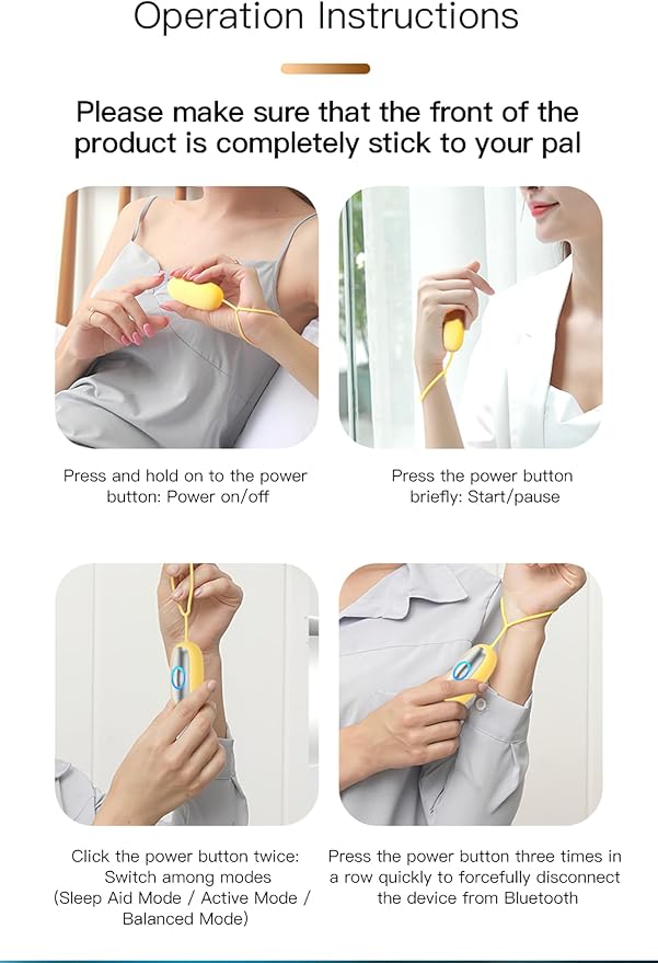 Sleep Aid Handheld Intelligent Device with App Control, Smart Pulse Technology for Sleep and Nap Support (Cream Yellow)