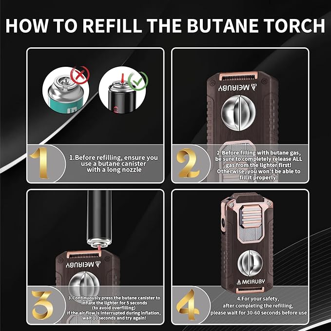 Stocking Stuffers Gifts for Men, 5-in-1 Butane Torch Lighter, Refillable Jet Flame Lighter with V-Cutter, Punch, Holder and Draw Tool, Multi-Functional Accessories Gift for Men, Dad, Husband, Friend