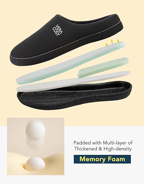 VeraCosy Men's Moccasin Slippers Comfy Soft Durable Slip-on Indoor Memory Foam House Shoes