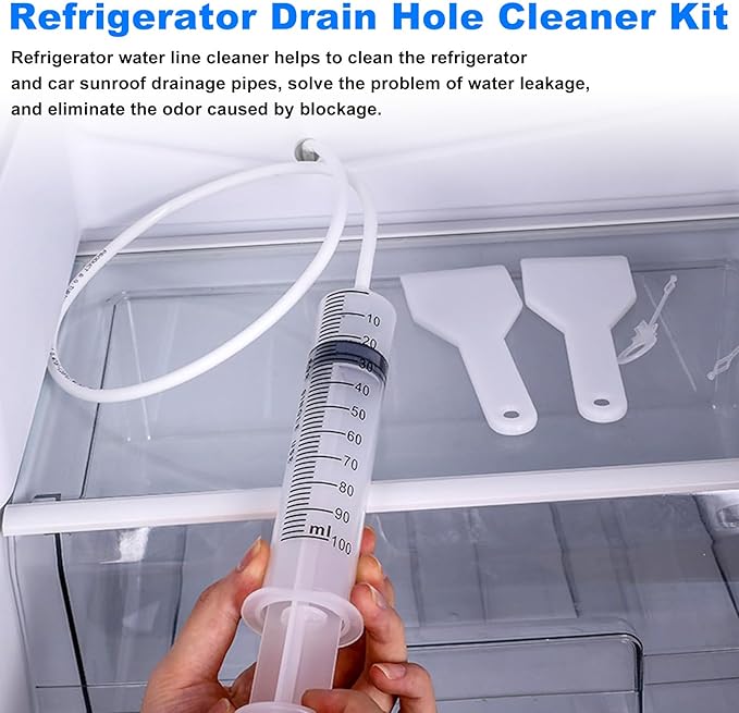 Refrigerator Drain Cleaning Tool, 8 PCS Reusable Waterline Buddy For Refrigerator, Fridge Water Line Cleaner Kit Suitable for Cleaning Refrigerator Drain Holes, Car Sunroofs Drain Holes