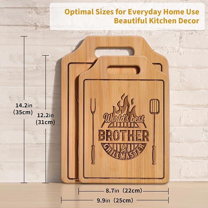 AceThrills Gifts for Brother Gifts Adult, Brother Birthday Gift from Sister for Fathers Day Gift - Engraved Cutting Board 13.78"L × 9.84"W × 0.4"Th