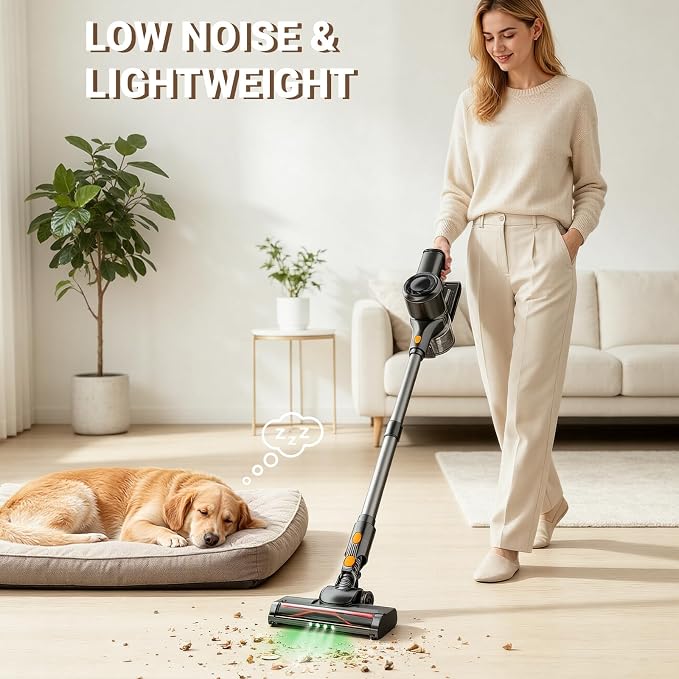 HOLOGO Cordless Vacuum Cleaner,40 Mins Runtime Lightweight Stick Vacuum Cordless,Self-Standing,Powerful Suction, Anti-Tangle Brush,Rechargeable Battery Vacuum for Carpet,Pet Hair,Hardwood Floor.