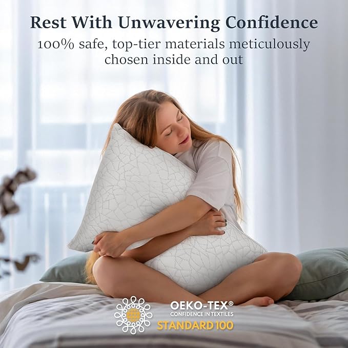 COZSINOOR Bed Pillows Queen Size - Cooling Breathable Premium Down Alternative Pillows Set of 2 for Side, Back, and Stomach Sleepers Hotel Quality Fluffy Soft Microfiber Fill Skin-Friendly