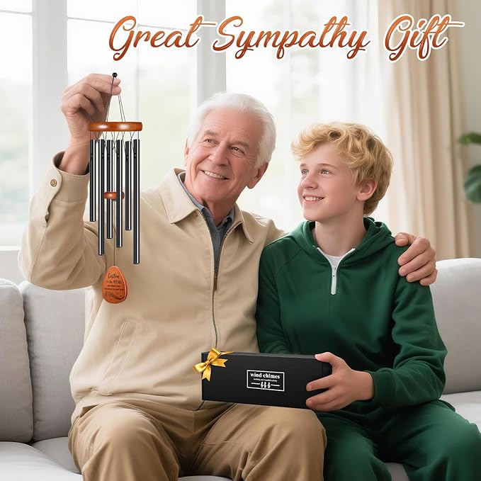 Memorial Sympathy Wind Chimes for Loss of Loved One, Winzwon Wind Chimes for Outside, Bereavement Sympathy Memorial Gifts for Loss of Mom Dad Husband Condolence Remembrance, Garden Patio Balcony Decor