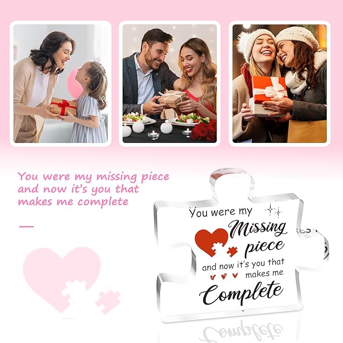 Gifts for Her, Him, Birthday Gifts for Girlfriend, Boyfriend - Puzzle Acrylic Plaque 3.9 x 3.3”, Wedding Anniversary Christmas Valentines Day Gifts for Wife Husband Couple, I Love You Gifts